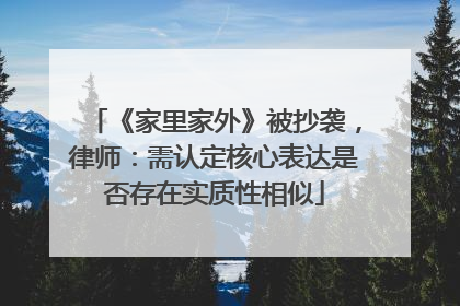 《家里家外》被抄袭，律师：需认定核心表达是否存在实质性相似