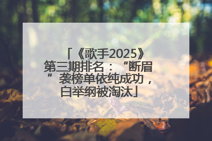 《歌手2025》第三期排名：“断眉”袭榜单依纯成功，白举纲被淘汰