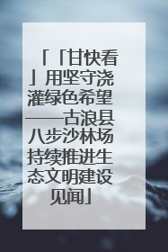 「甘快看」用坚守浇灌绿色希望——古浪县八步沙林场持续推进生态文明建设见闻