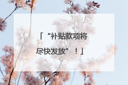 “补贴款项将尽快发放”！