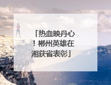 热血映丹心！郴州英雄在湘获省表彰