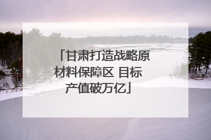 甘肃打造战略原材料保障区 目标产值破万亿