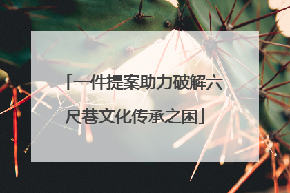 一件提案助力破解六尺巷文化传承之困