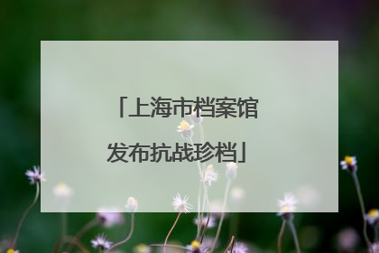 上海市档案馆发布抗战珍档