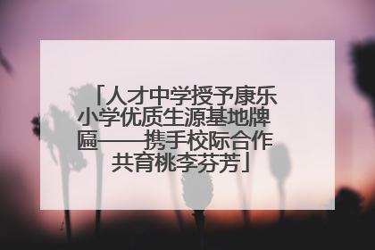 人才中学授予康乐小学优质生源基地牌匾——携手校际合作  共育桃李芬芳