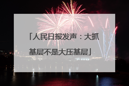 人民日报发声：大抓基层不是大压基层
