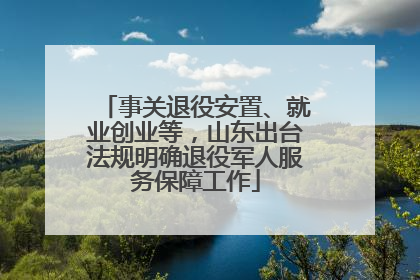 事关退役安置、就业创业等，山东出台法规明确退役军人服务保障工作
