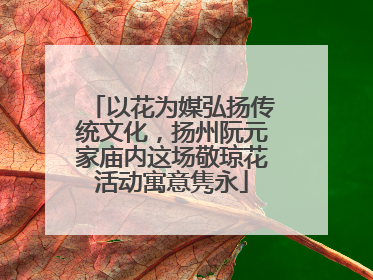 以花为媒弘扬传统文化，扬州阮元家庙内这场敬琼花活动寓意隽永
