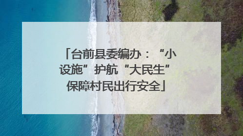 台前县委编办：“小设施”护航“大民生” 保障村民出行安全