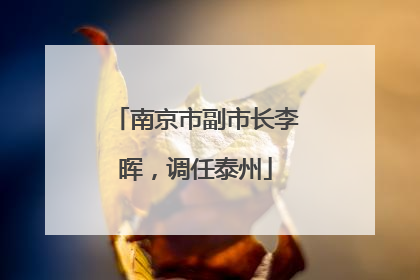 南京市副市长李晖，调任泰州