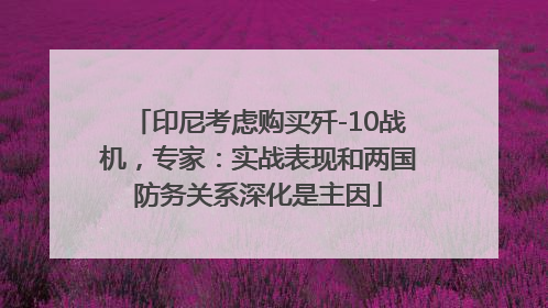 印尼考虑购买歼-10战机，专家：实战表现和两国防务关系深化是主因