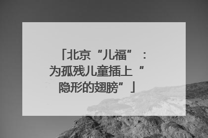 北京“儿福”：为孤残儿童插上“隐形的翅膀”