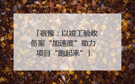 宿豫：以竣工验收备案“加速度”助力项目“跑起来”