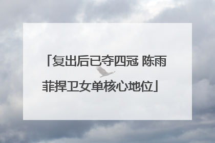 复出后已夺四冠 陈雨菲捍卫女单核心地位
