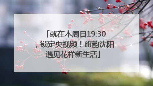 就在本周日19:30，锁定央视频！旗韵沈阳 遇见花样新生活