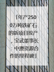 年产2500万吨铁矿石的新项目投产，宝武董事长：中澳资源合作的里程碑