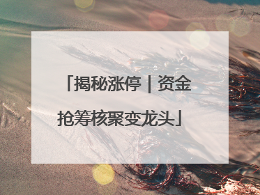 揭秘涨停｜资金抢筹核聚变龙头