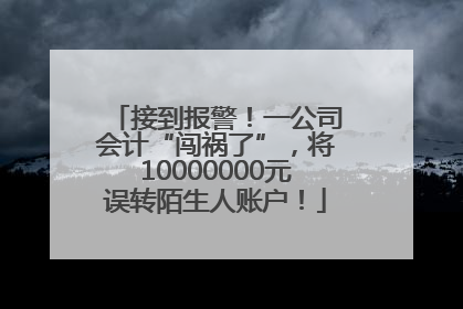 接到报警！一公司会计“闯祸了”，将10000000元误转陌生人账户！