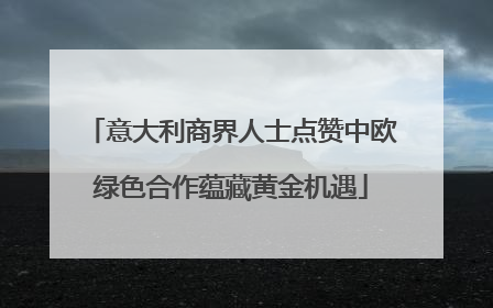 意大利商界人士点赞中欧绿色合作蕴藏黄金机遇