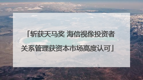 斩获天马奖 海信视像投资者关系管理获资本市场高度认可