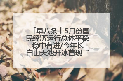 早八条丨5月份国民经济运行总体平稳 稳中有进/今年长白山天池开冰首现“文武双全”奇观