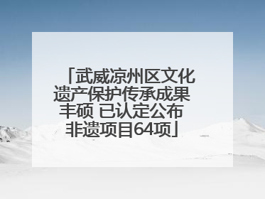 武威凉州区文化遗产保护传承成果丰硕 已认定公布非遗项目64项