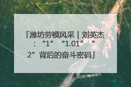 潍坊劳模风采｜刘英杰：“1”“1.01”“2”背后的奋斗密码