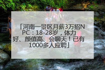 河南一景区月薪3万招NPC：18-28岁，体力好、颜值高、会聊天！已有1000多人应聘
