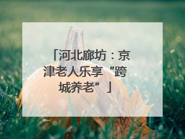 河北廊坊：京津老人乐享“跨城养老”