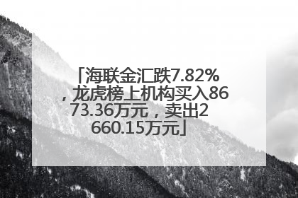 海联金汇跌7.82%，龙虎榜上机构买入8673.36万元，卖出2660.15万元