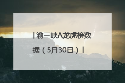 渝三峡A龙虎榜数据（5月30日）