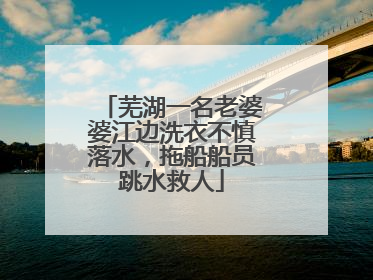 芜湖一名老婆婆江边洗衣不慎落水，拖船船员跳水救人