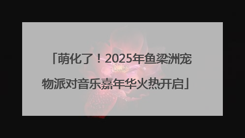 萌化了！2025年鱼梁洲宠物派对音乐嘉年华火热开启