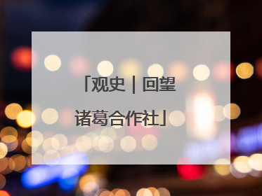 观史｜回望诸葛合作社