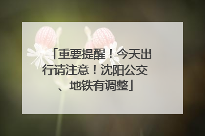 重要提醒！今天出行请注意！沈阳公交、地铁有调整