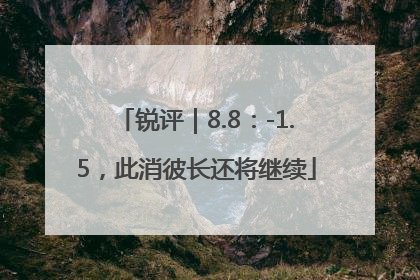 锐评｜8.8：-1.5，此消彼长还将继续