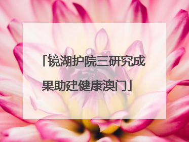镜湖护院三研究成果助建健康澳门