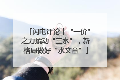 闪电评论丨“一价”之力撬动“三水”，新格局做好“水文章”