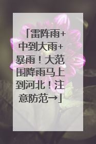 雷阵雨+中到大雨+暴雨！大范围降雨马上到河北！注意防范→