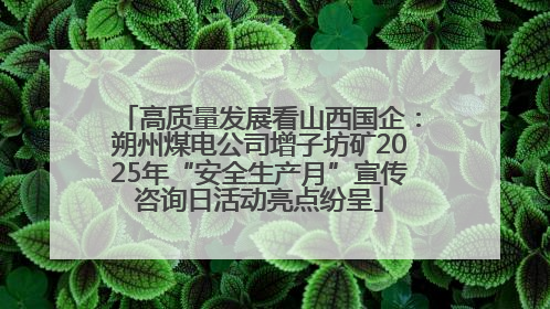 高质量发展看山西国企：朔州煤电公司增子坊矿2025年“安全生产月”宣传咨询日活动亮点纷呈