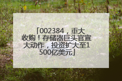 002384，重大收购！存储器巨头官宣大动作，投资扩大至1500亿美元