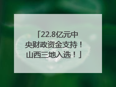22.8亿元中央财政资金支持！山西三地入选！